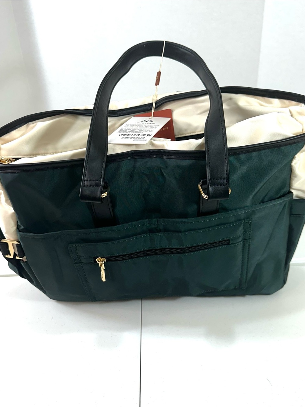 Lovevook 15.6 Laptop Large Women’s Tote Bag in Green-Beige-Black New - Picture 11 of 16